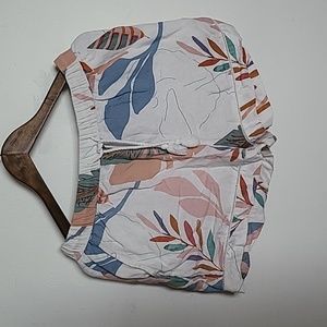 Women's size large Cynthia Rowley linen white and pastel print drawstring shorts